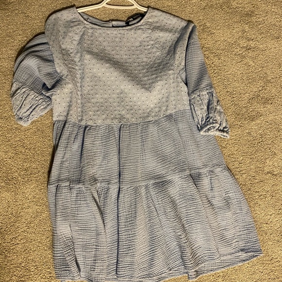 Blue cutwork dress/long shirt. Fun for summer! - Picture 3 of 3